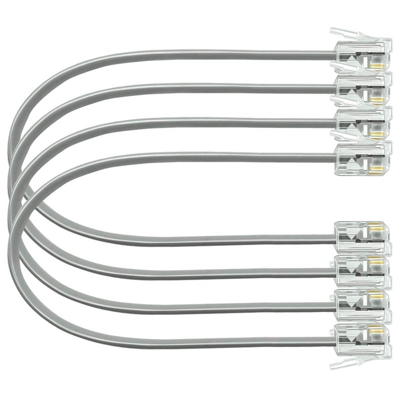NECABLES 4Pack 8 Inch Short Telephone Cord Phone Cable Wall Phone Cord for Landline RJ11 6P4C Male to Male - Image 1